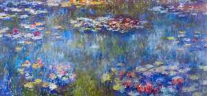  Oil Painting Replica le bassin aux nympheas - reflets verts, 1920 by Claude Monet (1840-1926, France) | WahooArt.com