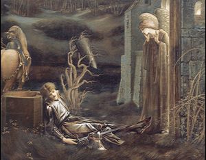 Edward Coley Burne-Jones - The Dream of Launcelot at the Chapel of the San Graal