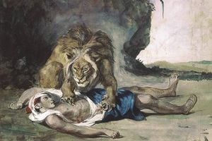 Eugène Delacroix - Lion Rending Apart a Corpse