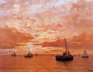Hendrik Willem Mesdag - calm sea sun