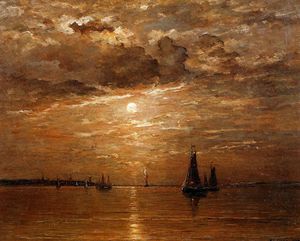 Hendrik Willem Mesdag - Moon over sea Sun
