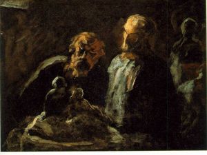 Honoré Daumier - Two sculptors - oil on wood