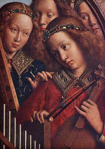 Jan Van Eyck - the ghent altarpiece angels playing music (detail - )