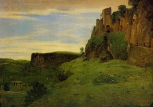 Jean Baptiste Camille Corot - Civita Castelland Buildings High in the Rocks aka La Porta San Salvatore