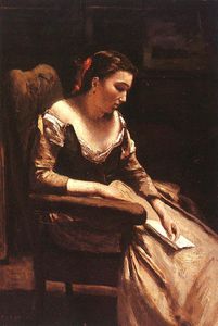 Jean Baptiste Camille Corot - The Letter - oil on wood -
