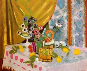 Henri Matisse - Nature morte, fruits et fleurs Huile sur Toile Collection Particulière