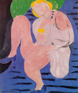 Henri Matisse - Femme nue sur fond bleu Huile sur Toile Collection Particulière