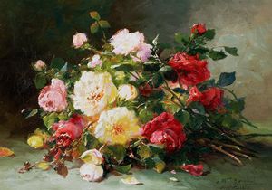 Eugene Henri Cauchois - A Bouquet Of Roses
