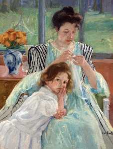 Mary Stevenson Cassatt - young mother sewing