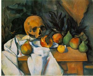 Paul Cezanne - still life with skull (nature morte au crane) -