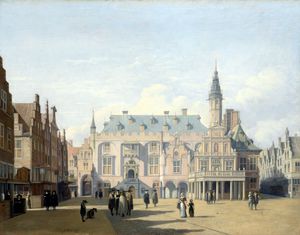 Gerrit Adriaenszoon Berckheyde - The Market Place and Town Hall, Haarlem