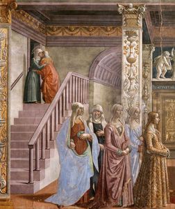Domenico Ghirlandaio - 1.leftt wall - Birth of Mary (detail)2