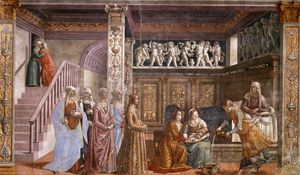 Domenico Ghirlandaio - 1.leftt wall - Birth of Mary