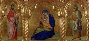 Lorenzo Veneziano - The Madonna of Humility with Saints Mark and John