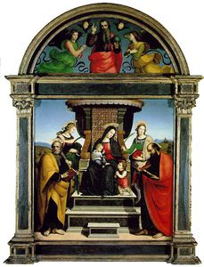 Raphael (Raffaello Sanzio Da Urbino) - Madonna child enthroned with saints