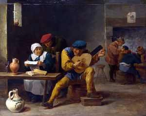David The Younger Teniers - Peasants making Music in an Inn