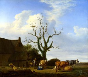 Adriaen Van De Velde - A Farm with a Dead Tree
