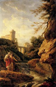 Claude Joseph Vernet - Two female peasants by a waterfall