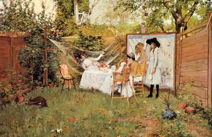 William Merritt Chase - The Open Air Breakfast aka The Backyard Breakfast Out of Doors
