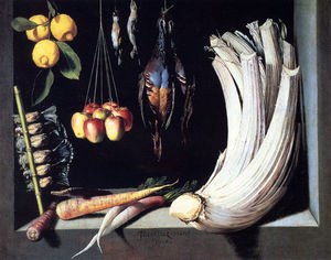Juan Sanchez Cotán - Still life with dead birds fruit and vegetables