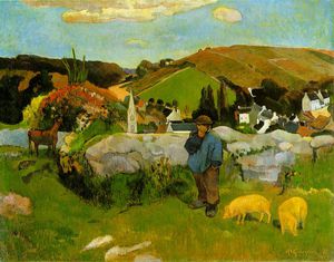 Paul Gauguin - The swineherd, Brittany, Los Angeles