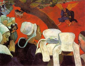 Paul Gauguin - The Vision After the Sermon (Jacob Wrestling the Ang - (own a famous paintings reproduction)