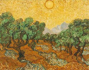 Vincent Van Gogh - Oliviers et soleil jaune