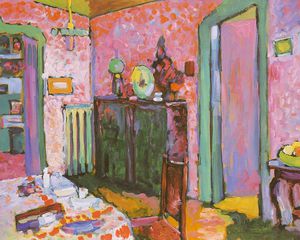 Wassily Kandinsky - Interior (My Dining Room), oil on cardboard,