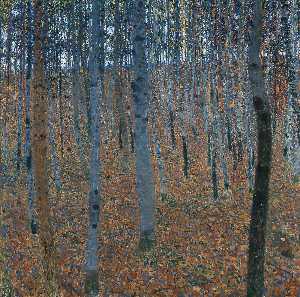 Gustave Klimt - Beech Forest I, oil on canvas, Moderne Galerie,