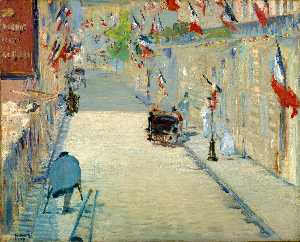 Order Art Reproductions Rue Mosnier with Flags, J. Paul Getty Museum, Ma, 1878 by Edouard Manet (1832-1883, France) | WahooArt.com