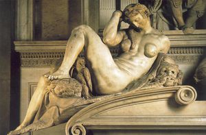 Michelangelo Buonarroti - Tomb of Giuliano de - Medici detail Night