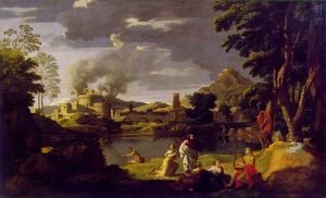 Nicolas Poussin - Landscape with orpheus and eurydice louvre