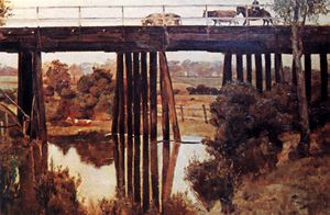 Thomas William Roberts - Winter Morning after Rain, The Old Bridge, Gardiner-s Creek