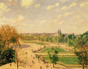 Camille Pissarro - The tuileries gardens - morning, spring, sun