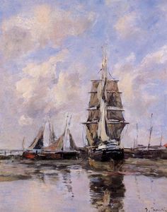  Museum Art Reproductions Beached boats by Eugène Louis Boudin (1824-1898, France) | WahooArt.com