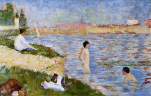Georges Pierre Seurat - Bathing at Asnieres - Bathers in the Water