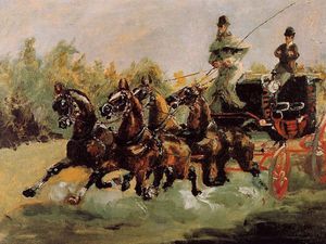 Henri De Toulouse Lautrec - Alphonse de Toulouse-Lautrec Driving His Four-in-Hand