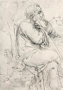 Leonardo Da Vinci - various studies-Seated old man