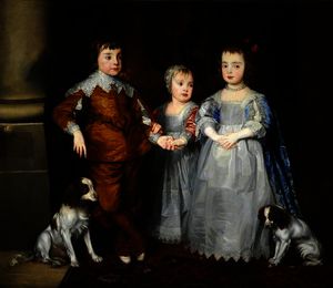 Anthony Van Dyck - The Three Youngest Children of Charles I (Charles, James and Mary) with Their Dogs