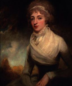 George Romney - Portrait of a lady in a white dress