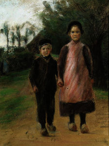 Max Liebermann - Boy and girl on the village road