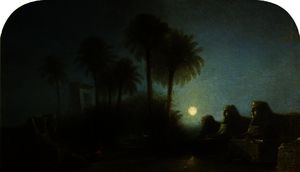 William James Muller - Avenue of Sphinxes, Moonlight, Thebes