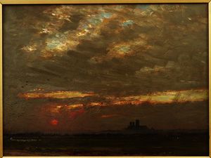 Albert Goodwin - Lincoln Cathedral at Sunset