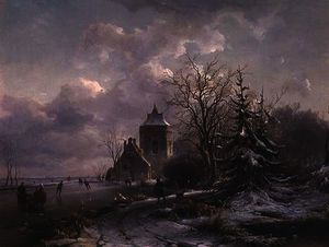 Andreas Schelfhout - Winter Scene, 19th century