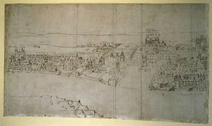 Anthonis Van Den Wyngaerde - Durham House to Barnard-s Castle - from the London Panorama