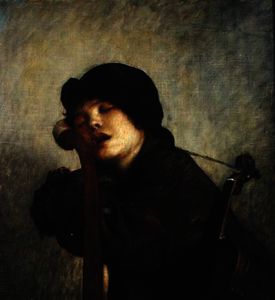 Ernest Hébert (Antoine Auguste Ernest Hebert) - The little violinist sleeping