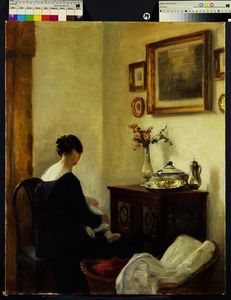 Carl Vilhelm Holsoe - A Mother and a Child in an Interior