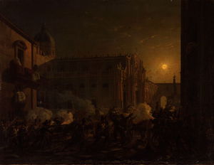 Carl Wilhelm Goetzloff - The Burning of Catania after the Town-s Conquest