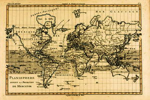 Rigobert Bonne (Charles Marie Rigobert Bonne) - Map of the world using the mer hi