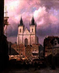 Cornelis Christiaan Dommelshuizen - The Old Market Place at Prague